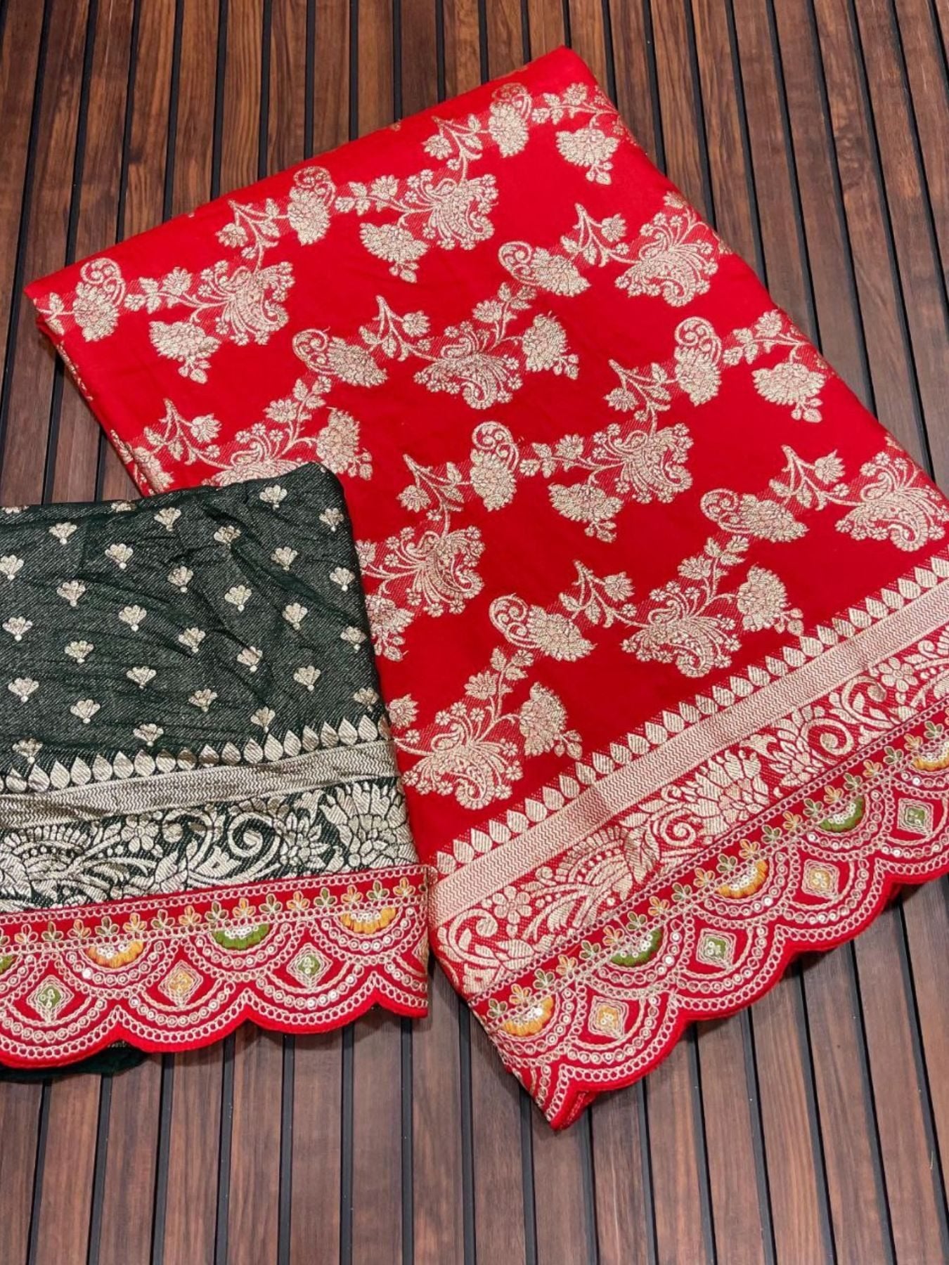 Red Banarasi Saree for women - full front view | Snyvia