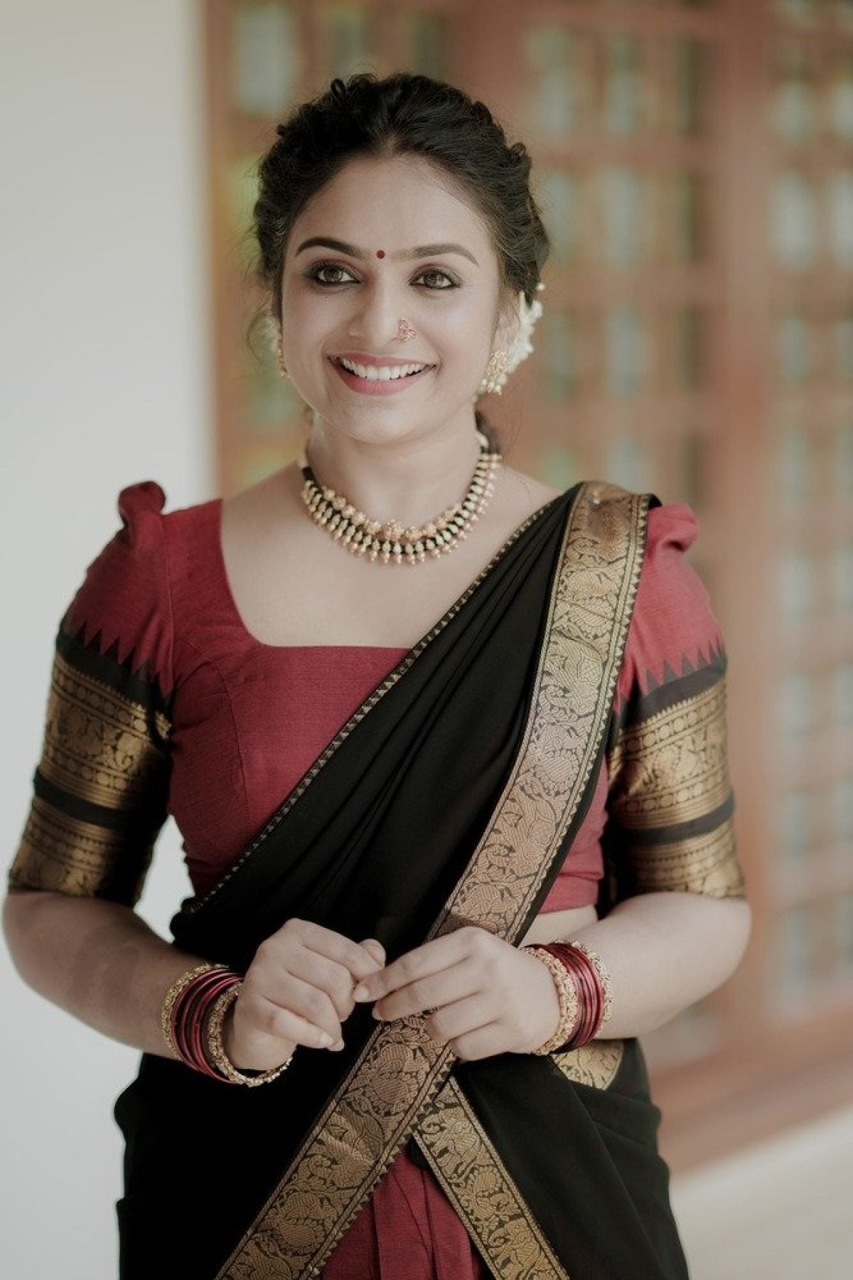 Half Saree Lehenga with Kanchi Cotton for Traditional Wear fabric texture detail