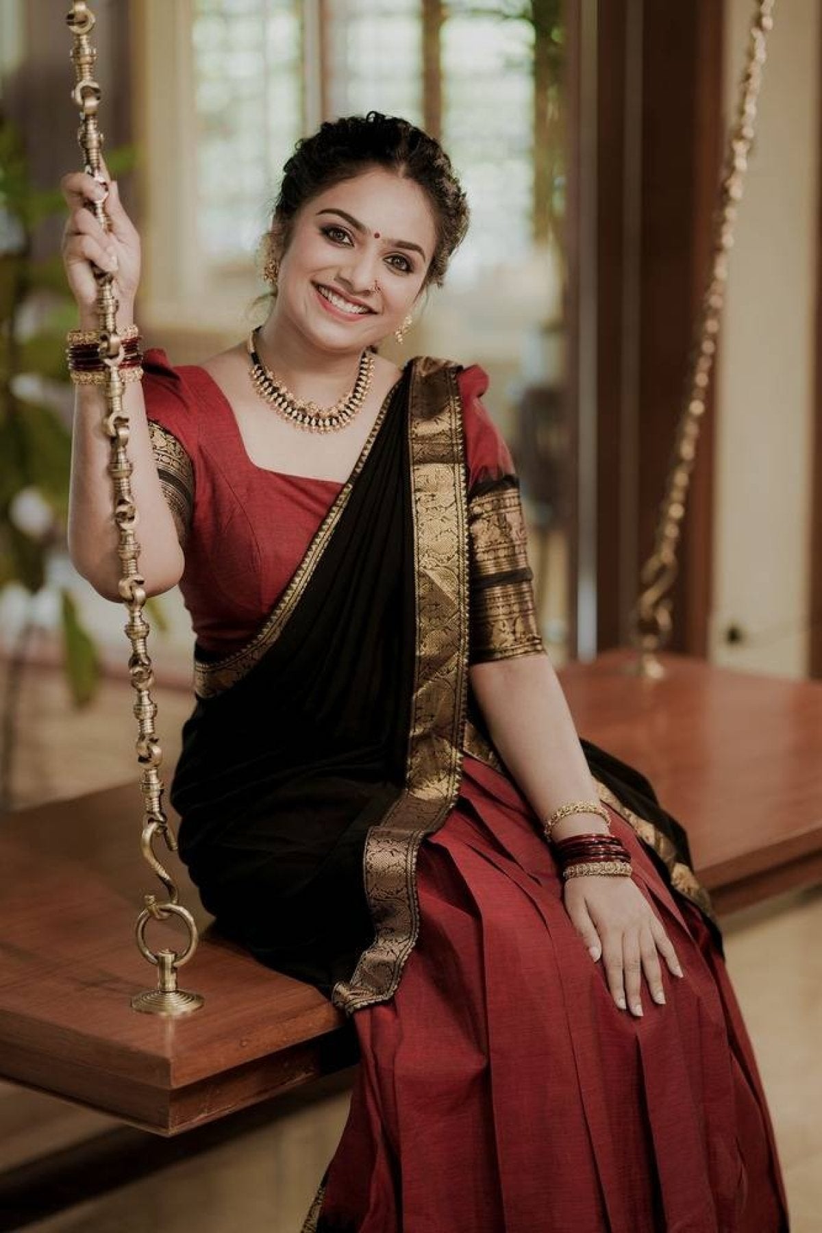Half Saree Lehenga with Kanchi Cotton for Traditional Wear back view