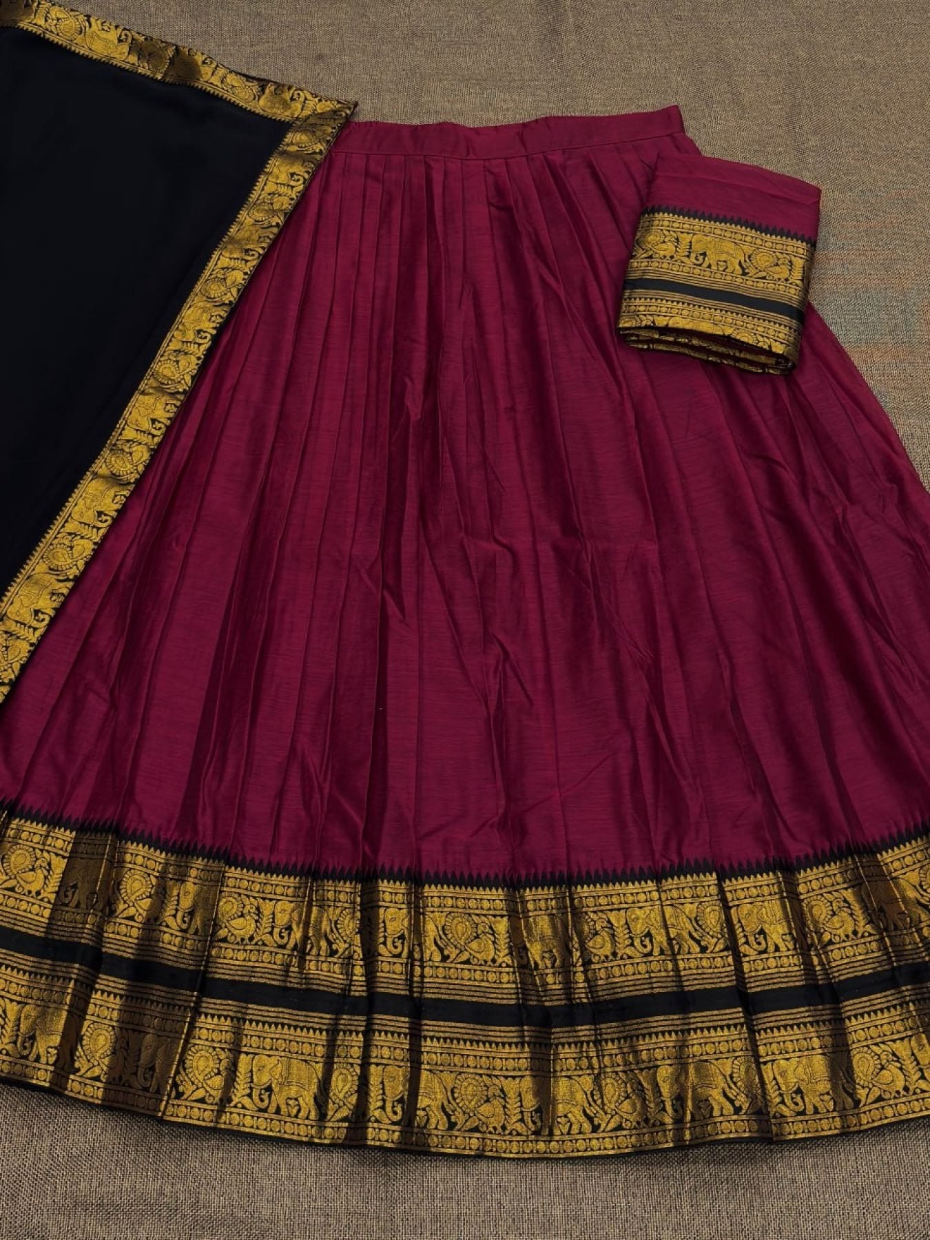 Half Saree Lehenga with Kanchi Cotton for Traditional Wear colour variant view