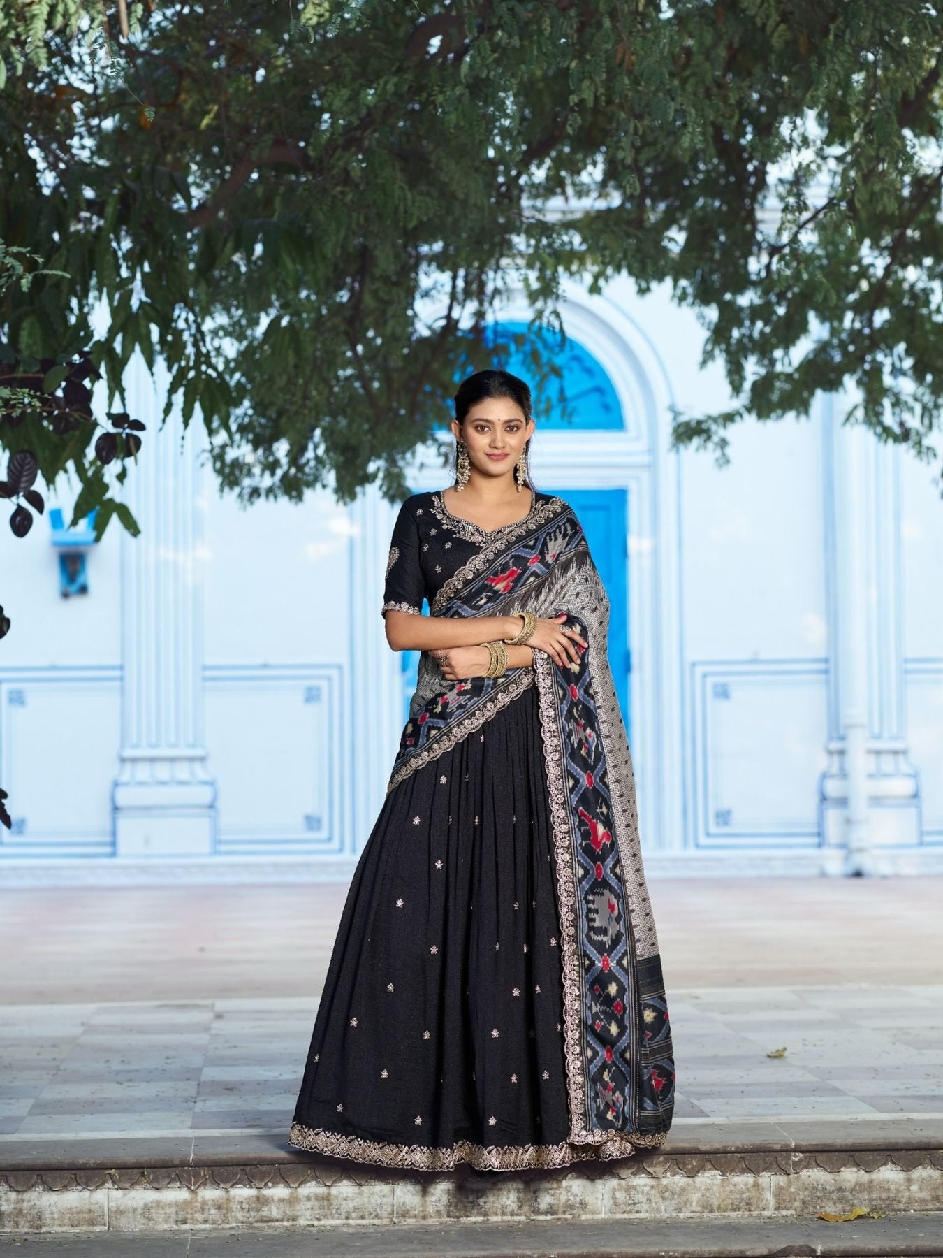 Remarkable Wedding Wear Lehenga Set with Embroidered Blouse and Dupatta fabric texture detail