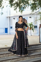 Remarkable Wedding Wear Lehenga Set with Embroidered Blouse and Dupatta back view