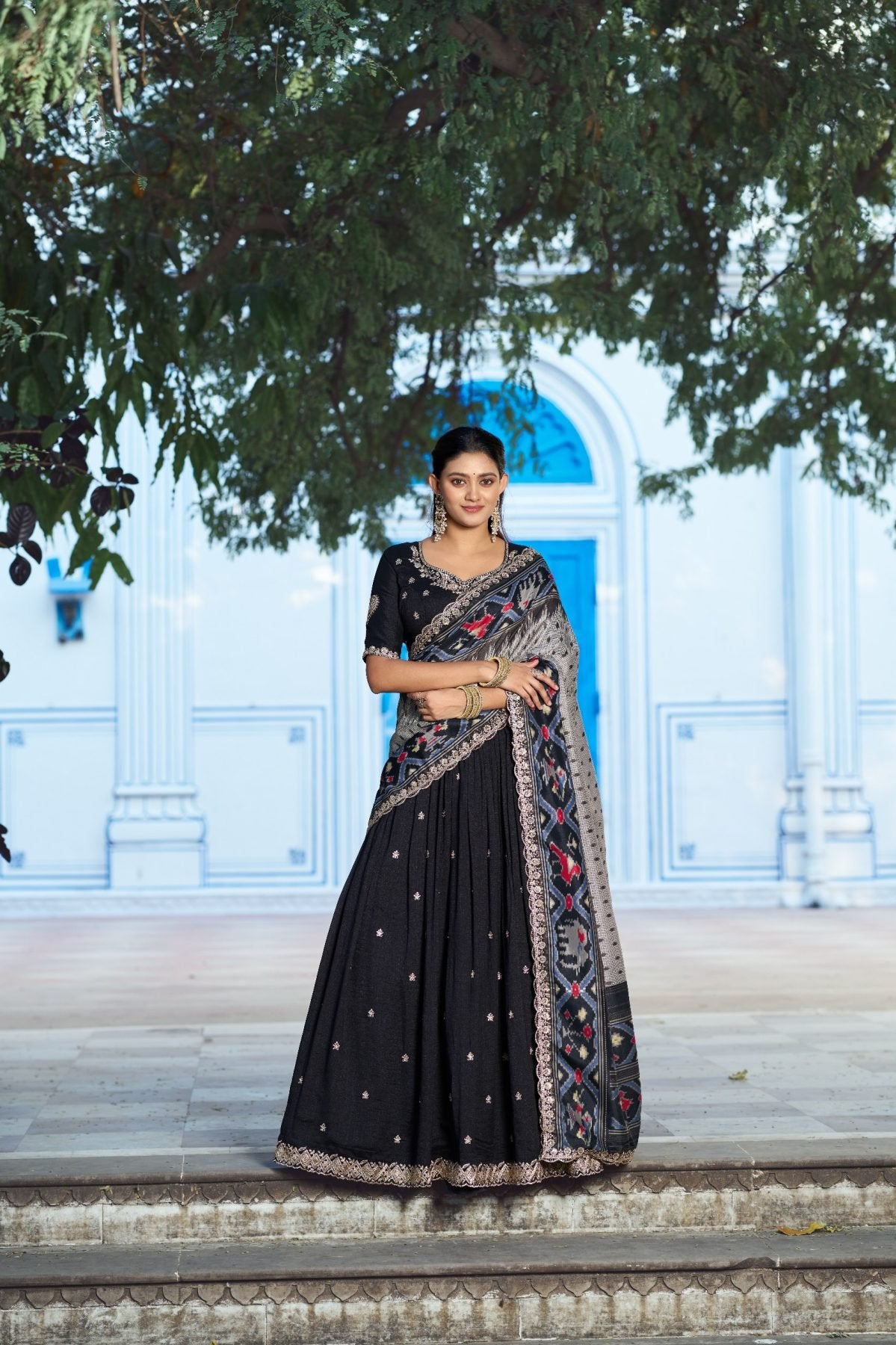 Remarkable Wedding Wear Lehenga Set with Embroidered Blouse and Dupatta styling view