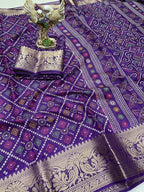 Purple Kanjivaram Saree - drape and pallu detail