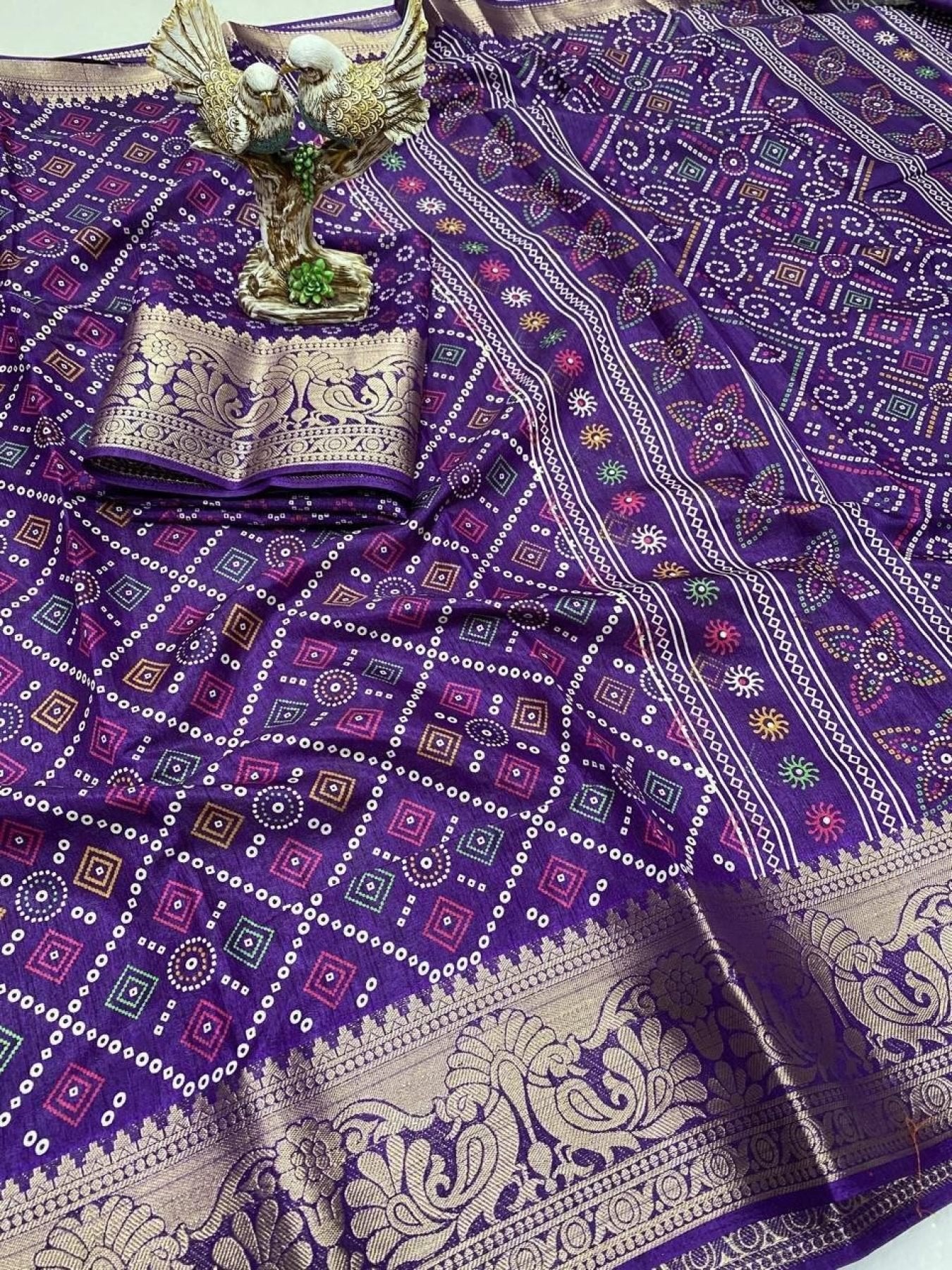 Purple Kanjivaram Saree - drape and pallu detail