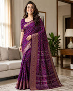 Purple Kanjivaram Saree - blouse and border close-up