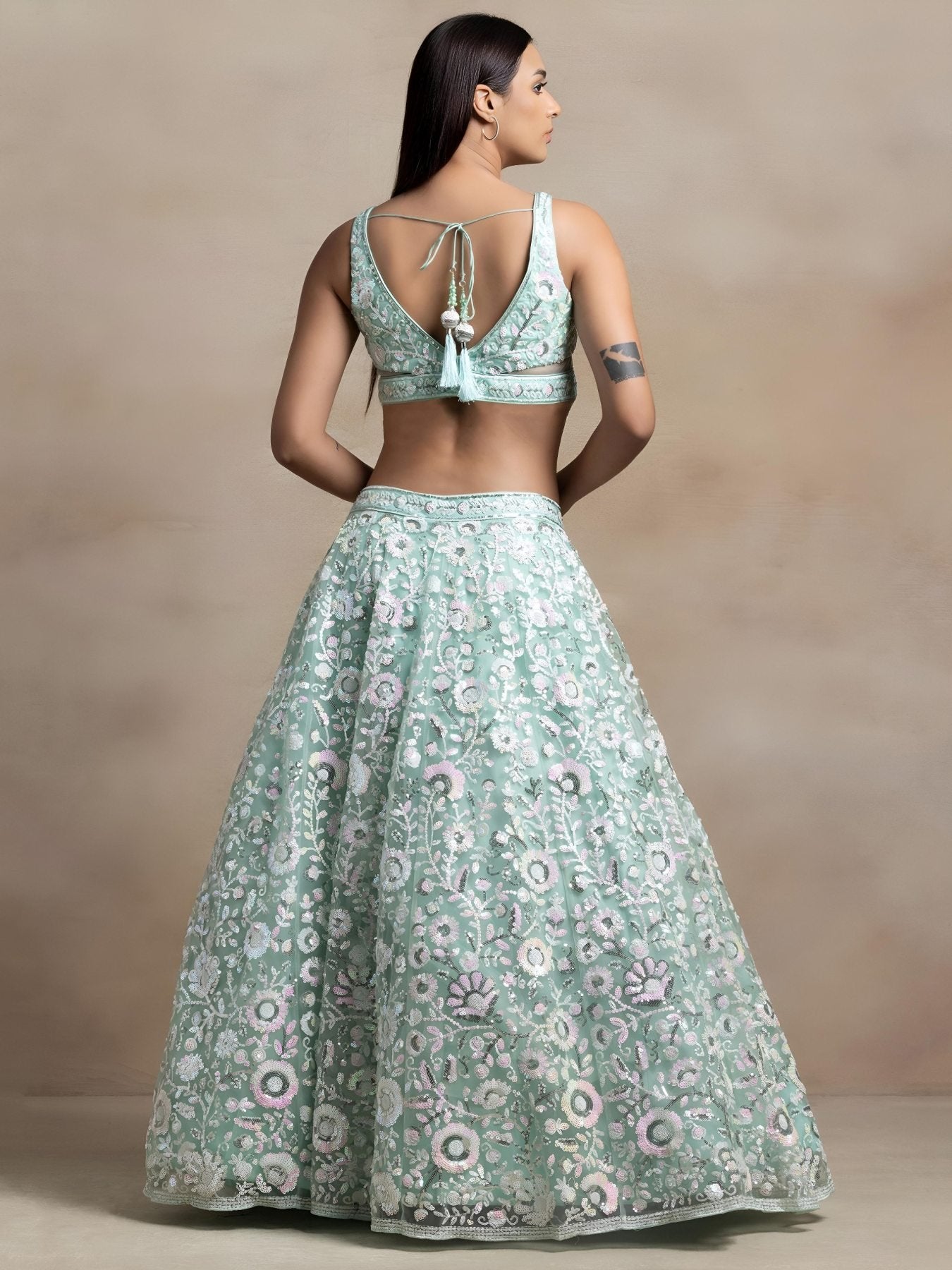 Soft Net Bridal Lehenga fabric texture detail