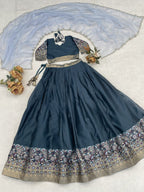 Silk Lehenga with Weaving Border and Zari Work for Bridal Functions colour variant view