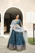 Silk Lehenga with Weaving Border and Zari Work for Bridal Functions colour variant view