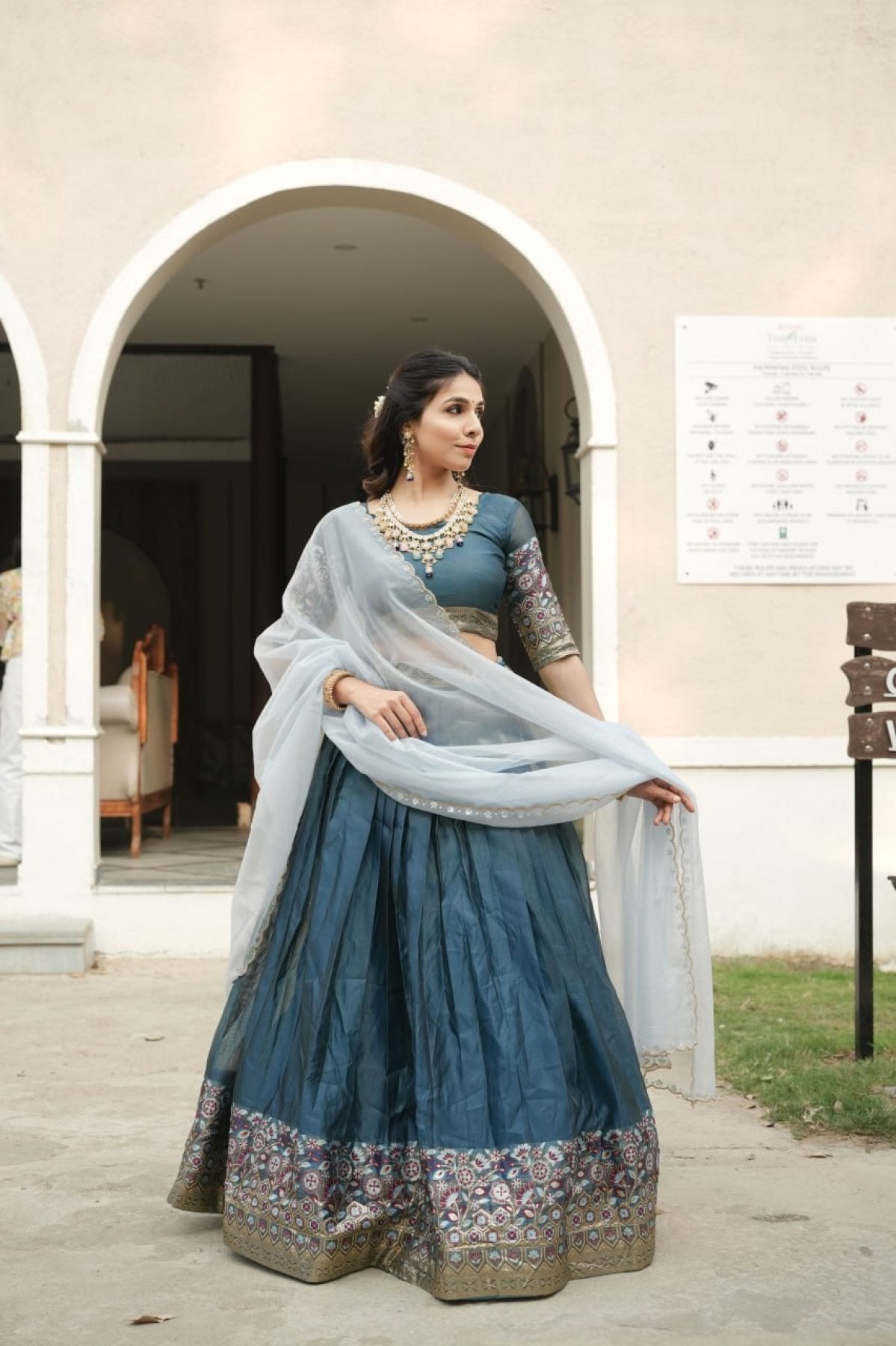 Silk Lehenga with Weaving Border and Zari Work for Bridal Functions colour variant view