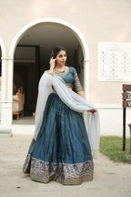 Silk Lehenga with Weaving Border and Zari Work for Bridal Functions front view
