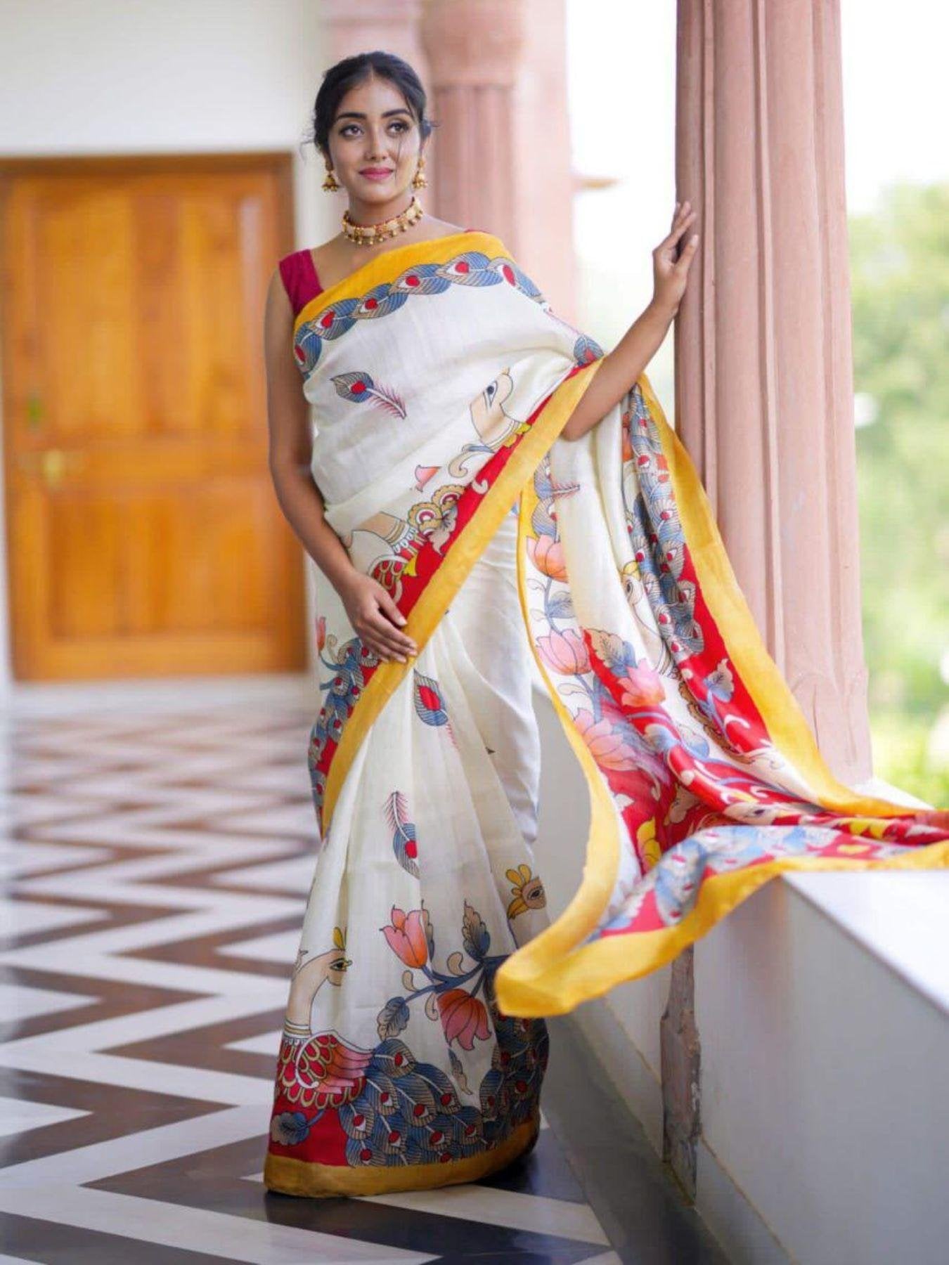 Linen Saree for women - full front view | Snyvia