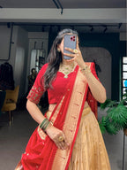 Kanchipuram Silk Paithani Lehenga with Zari Weaving and Banglory Blouse fabric texture detail