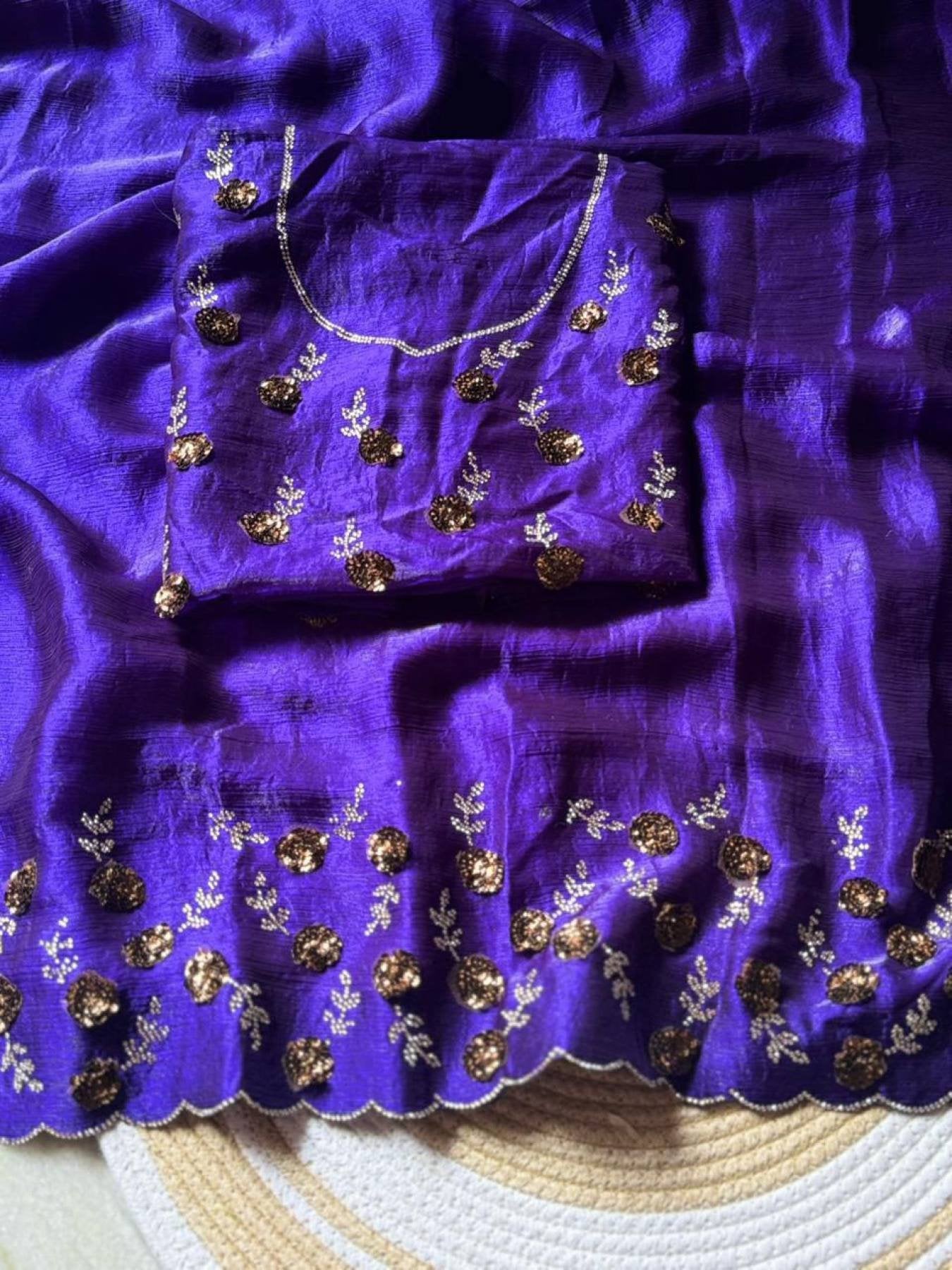 Chiffon Saree - side drape view