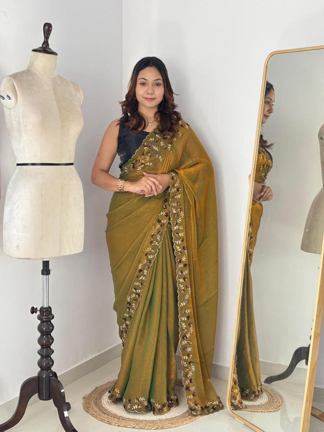 Chiffon Saree - embroidery work detail