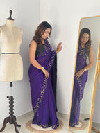Chiffon Saree - back view