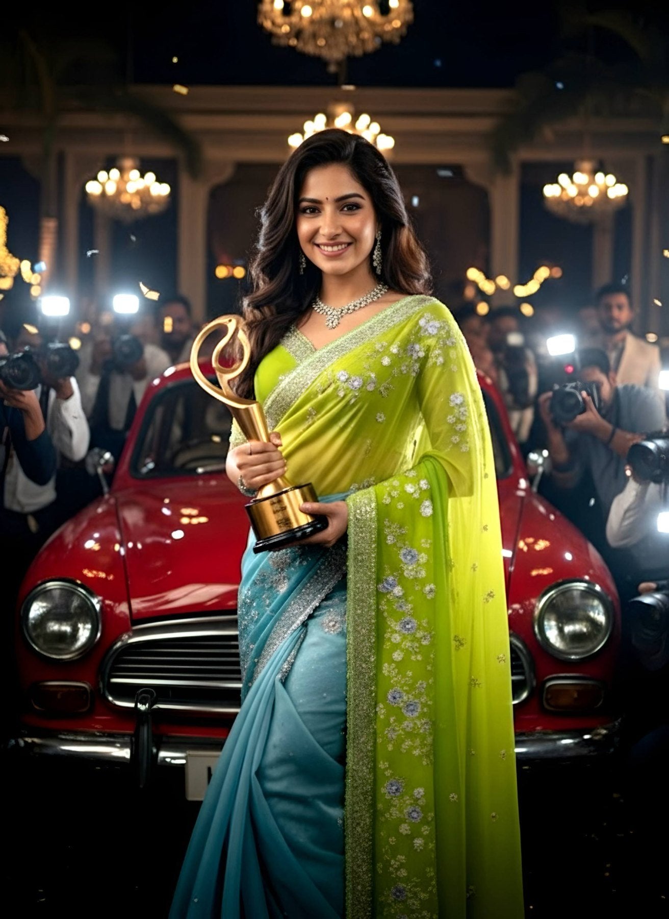 Linen Saree - side drape view