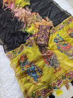 Black Silk Saree - fabric texture close-up
