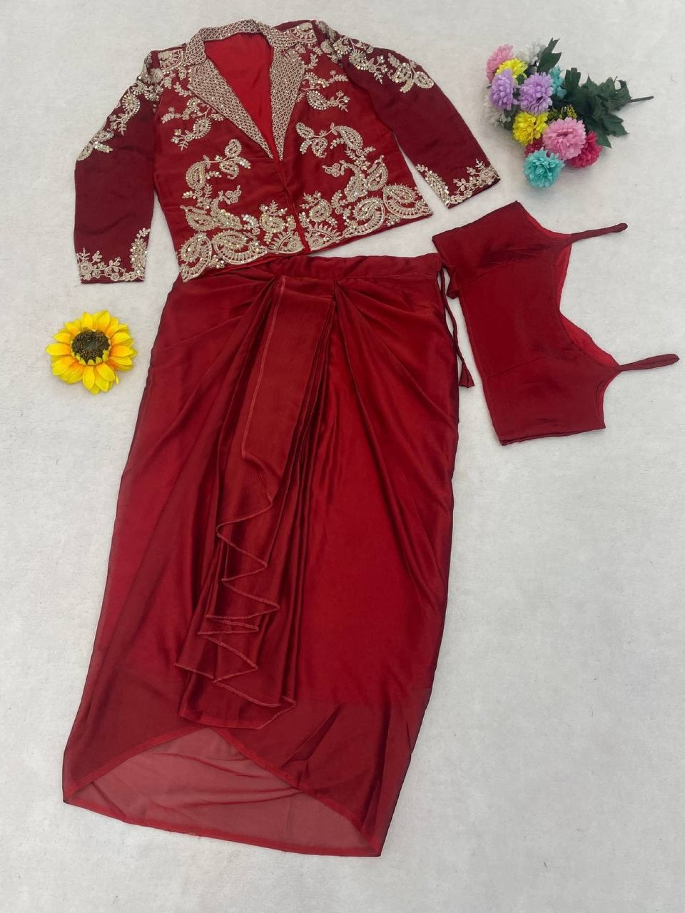 Red Silk Lehenga - styling and accessories view
