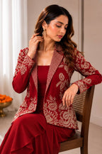 Red Silk Lehenga - fabric texture close-up