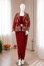 Red Silk Lehenga - embroidery work detail