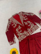 Red Silk Lehenga - back view