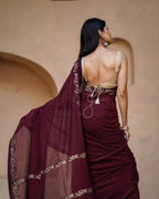 Maroon Cotton Saree - styling and accessories view