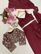 Lycra Drape Saree with Embroidered Silk Jacket Lehenga styling view