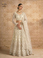 Butterfly Net Lehenga Choli with Banglori Silk Inner for Bridal Wear front view