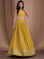 Georgette Lehenga Choli with Zari and Multiple Sequins Embroidery Work front view
