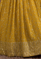 Georgette Lehenga Choli with Zari and Multiple Sequins Embroidery Work fabric texture detail