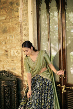 Kalamkari Lehenga Collection full drape view