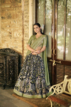 Kalamkari Lehenga Collection blouse and dupatta detail