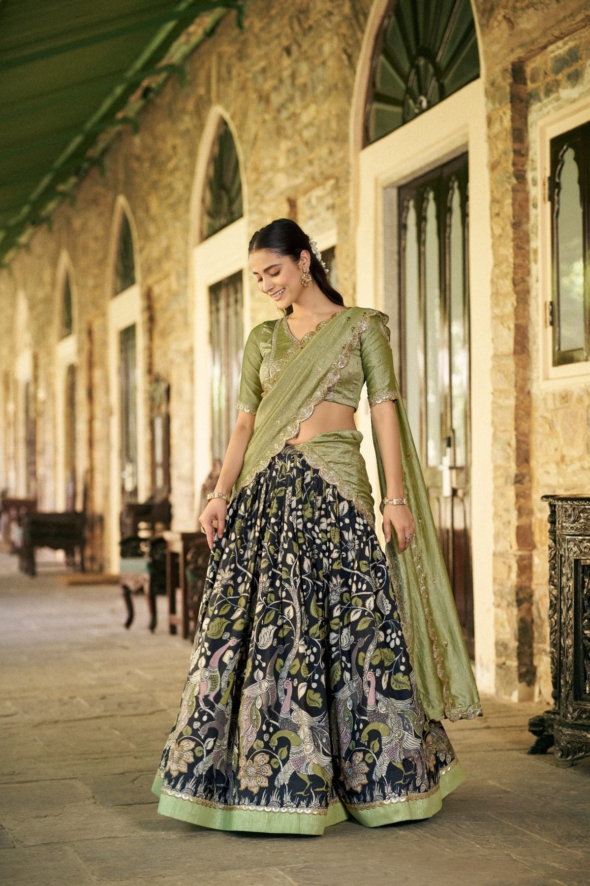 Kalamkari Lehenga Collection embroidery close-up
