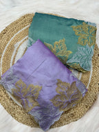 Silver Vichitra Saree - blouse and border close-up