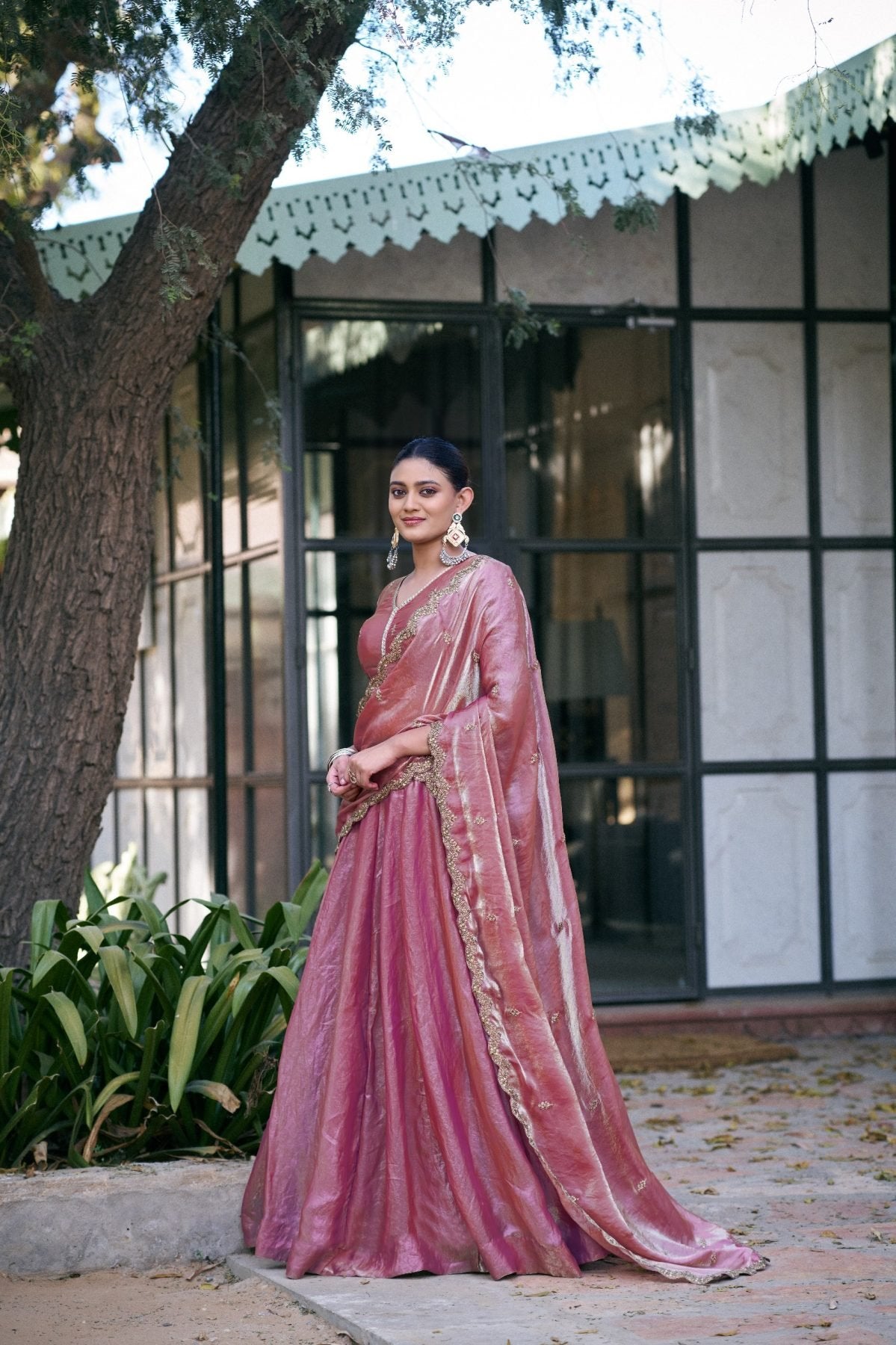 Fendi Lehenga with Sequins Embroidery full drape view