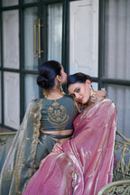 Fendi Lehenga with Sequins Embroidery blouse and dupatta detail