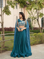 Fendi Silk Lehenga Choli with White Beads Work for Wedding Wear back view