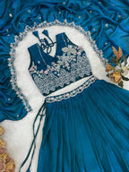 Fendi Silk Lehenga Choli with White Beads Work for Wedding Wear fabric texture detail