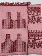 Red Net Saree - fabric texture close-up