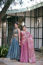 Fendi Lehenga with Sequins Embroidery blouse and dupatta detail