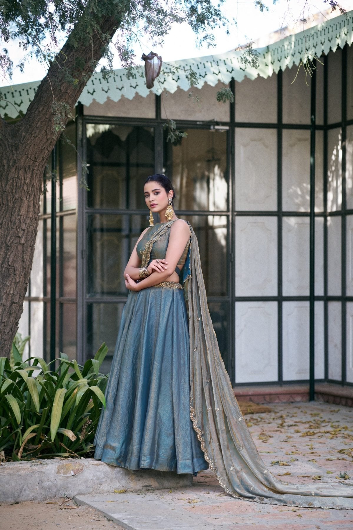 Fendi Lehenga with Sequins Embroidery back view