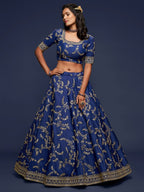 Art Silk Lehenga Choli Set with Heavy Zari and Sequins Work fabric texture detail