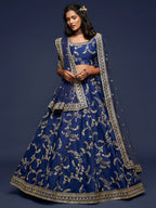 Art Silk Lehenga Choli Set with Heavy Zari and Sequins Work back view