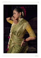 Green Viscose Saree - blouse and border close-up