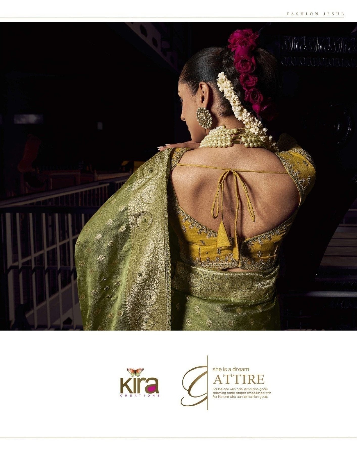 Green Viscose Saree - fabric texture close-up