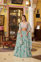 Ready to Wear Georgette Lehenga Choli with Sequins Work for Festive Wear back view