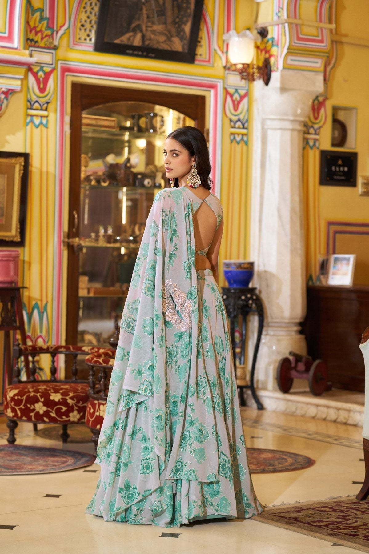 Ready to Wear Georgette Lehenga Choli with Sequins Work for Festive Wear styling view