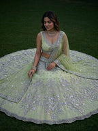Lehenga Set with Intricate Mirror and Floral Embroidery detailed view
