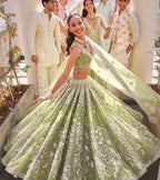 Lehenga Set with Intricate Mirror and Floral Embroidery detailed view